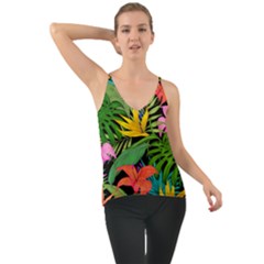 Tropical Greens Leaves Design Chiffon Cami by Simbadda