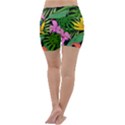 Tropical Greens Leaves Design Lightweight Velour Yoga Shorts View4