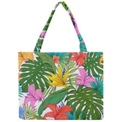 Tropical Greens Leaves Monstera Mini Tote Bag by Simbadda