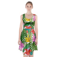 Tropical Greens Leaves Monstera Racerback Midi Dress by Simbadda