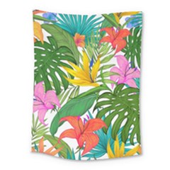 Tropical Greens Leaves Monstera Medium Tapestry by Simbadda