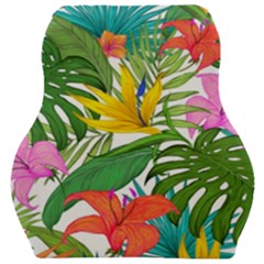 Tropical Greens Leaves Monstera Car Seat Velour Cushion  by Simbadda