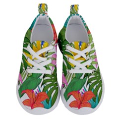 Tropical Greens Leaves Monstera Running Shoes by Simbadda