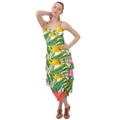 Tropical Greens Leaves Monstera Layered Bottom Dress