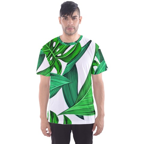 Leaves Tropical Monstera Summer Men s Sports Mesh Tee by Simbadda