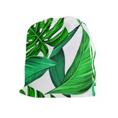 Leaves Tropical Monstera Summer Drawstring Pouch (xl) by Simbadda