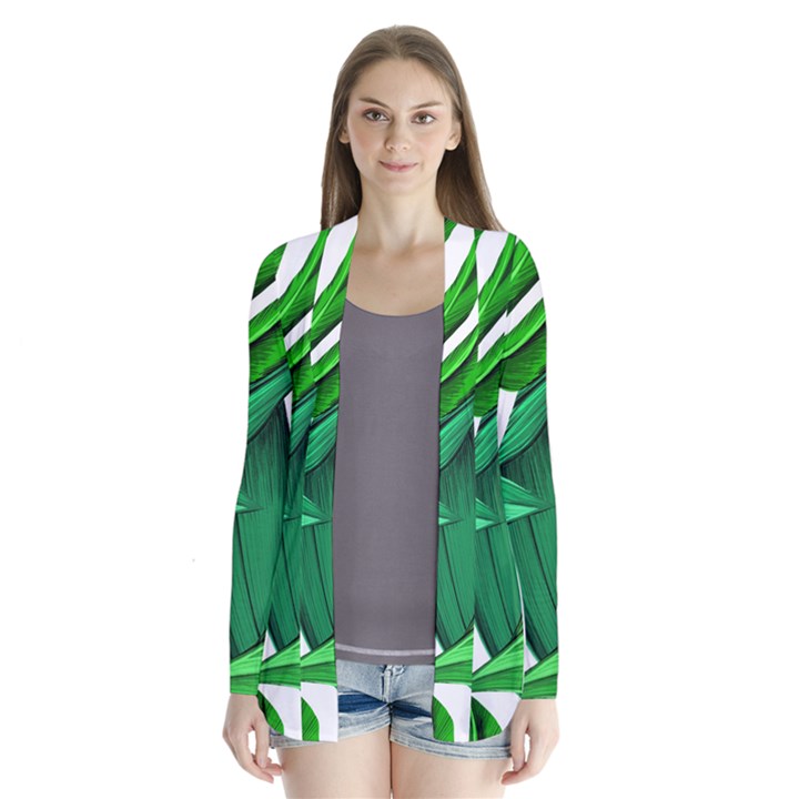 Leaves Tropical Monstera Summer Drape Collar Cardigan