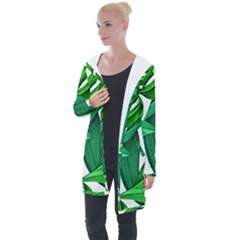 Leaves Tropical Monstera Summer Longline Hooded Cardigan by Simbadda