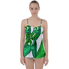 Leaves Tropical Monstera Summer Babydoll Tankini Set by Simbadda