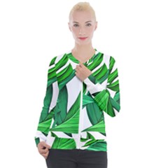 Leaves Tropical Monstera Summer Casual Zip Up Jacket by Simbadda