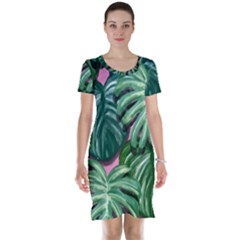 Painting Leaves Tropical Jungle Short Sleeve Nightdress by Simbadda