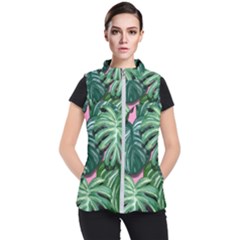 Painting Leaves Tropical Jungle Women s Puffer Vest by Simbadda