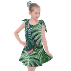 Painting Leaves Tropical Jungle Kids  Tie Up Tunic Dress by Simbadda