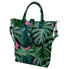 Painting Leaves Tropical Jungle Buckle Top Tote Bag by Simbadda