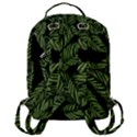 Leaves Black Background Pattern Flap Pocket Backpack (Large) View3