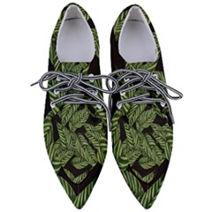 Leaves Black Background Pattern Pointed Oxford Shoes