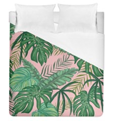 Tropical Greens Leaves Design Duvet Cover (queen Size) by Simbadda