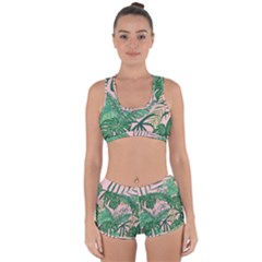 Tropical Greens Leaves Design Racerback Boyleg Bikini Set by Simbadda