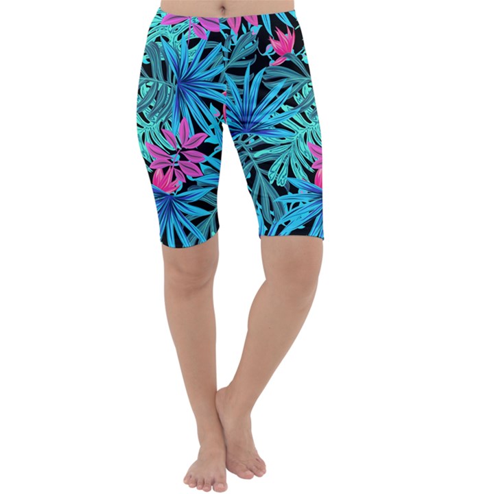 Leaves Picture Tropical Plant Cropped Leggings 