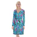 Leaves Picture Tropical Plant Long Sleeve Velvet Front Wrap Dress View1