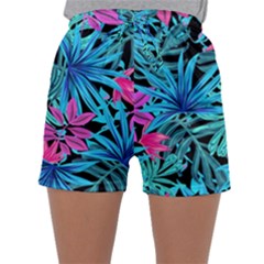 Leaves Picture Tropical Plant Sleepwear Shorts by Simbadda