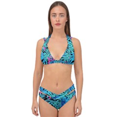 Leaves Picture Tropical Plant Double Strap Halter Bikini Set by Simbadda