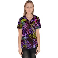 Leaves Nature Design Plant Women s V-neck Scrub Top by Simbadda