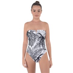 Drawing Leaves Nature Picture Tie Back One Piece Swimsuit by Simbadda