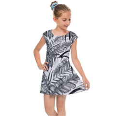 Drawing Leaves Nature Picture Kids  Cap Sleeve Dress by Simbadda