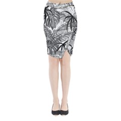 Drawing Leaves Nature Picture Midi Wrap Pencil Skirt by Simbadda