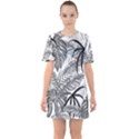 Drawing Leaves Nature Picture Sixties Short Sleeve Mini Dress View1