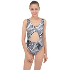 Drawing Leaves Nature Picture Center Cut Out Swimsuit by Simbadda