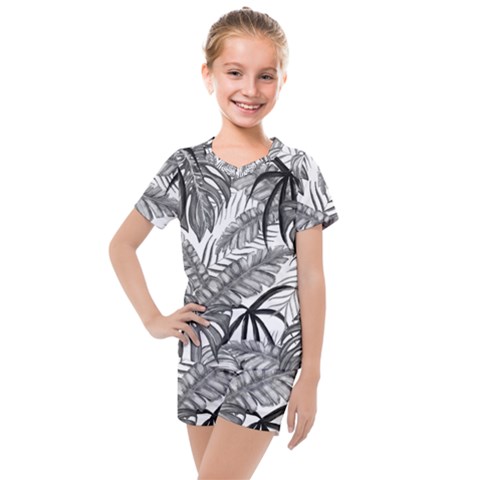 Drawing Leaves Nature Picture Kids  Mesh Tee And Shorts Set by Simbadda