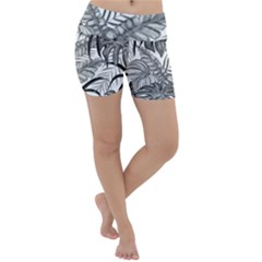 Drawing Leaves Nature Picture Lightweight Velour Yoga Shorts by Simbadda