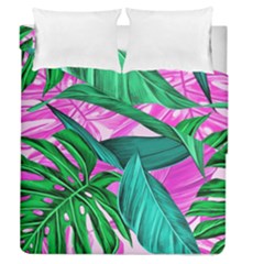 Tropical Greens Monstera Summer Duvet Cover Double Side (queen Size) by Simbadda