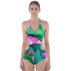 Tropical Greens Monstera Summer Cut-out One Piece Swimsuit by Simbadda