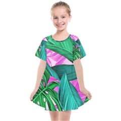 Tropical Greens Monstera Summer Kids  Smock Dress by Simbadda