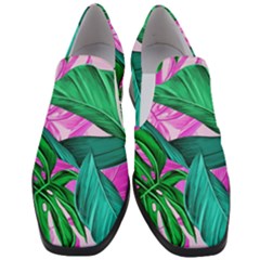 Tropical Greens Monstera Summer Women Slip On Heel Loafers by Simbadda