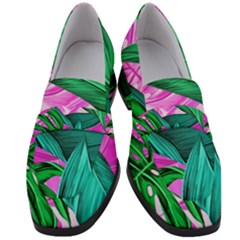 Tropical Greens Monstera Summer Women s Chunky Heel Loafers by Simbadda