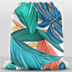 Leaves Tropical Summer Exotic Drawstring Bag (large) by Simbadda