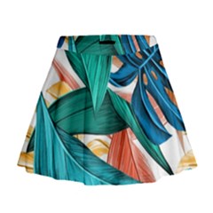 Leaves Tropical Summer Exotic Mini Flare Skirt by Simbadda