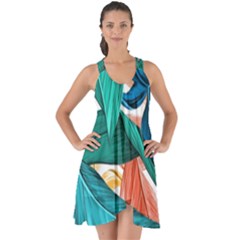 Leaves Tropical Summer Exotic Show Some Back Chiffon Dress by Simbadda