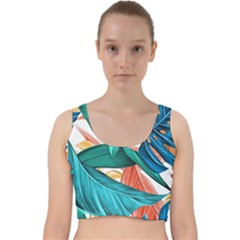 Leaves Tropical Summer Exotic Velvet Racer Back Crop Top by Simbadda