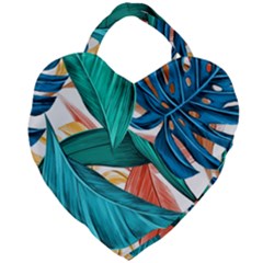 Leaves Tropical Summer Exotic Giant Heart Shaped Tote by Simbadda