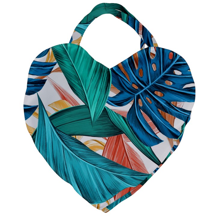 Leaves Tropical Summer Exotic Giant Heart Shaped Tote