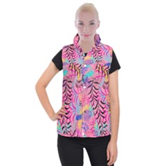 Illustration Reason Leaves Design Women s Button Up Vest by Simbadda