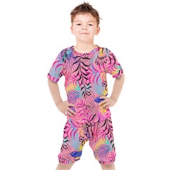 Illustration Reason Leaves Design Kids  Tee And Shorts Set by Simbadda