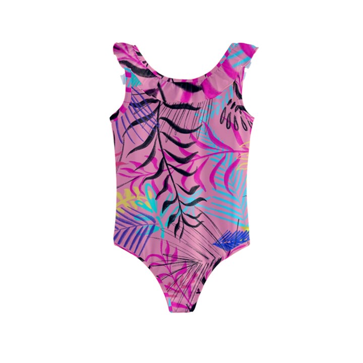 Illustration Reason Leaves Design Kids  Frill Swimsuit