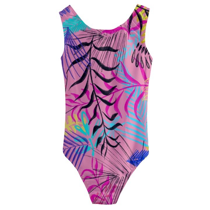 Illustration Reason Leaves Design Kids  Cut-Out Back One Piece Swimsuit