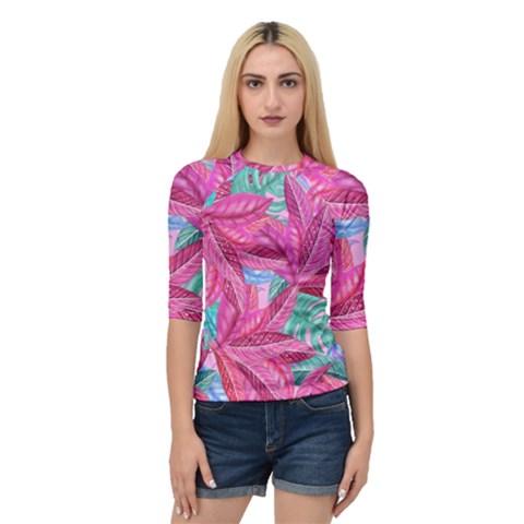 Leaves Tropical Reason Stamping Quarter Sleeve Raglan Tee by Simbadda